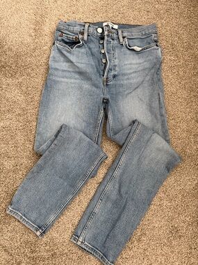 Re/Done Light Blue Straight Jeans with Button-Fly